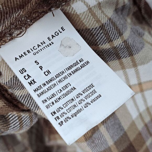 American Eagle Womens Brown Cozy Cabin Button Down Flannel Shirt Size S - Picture 6 of 6